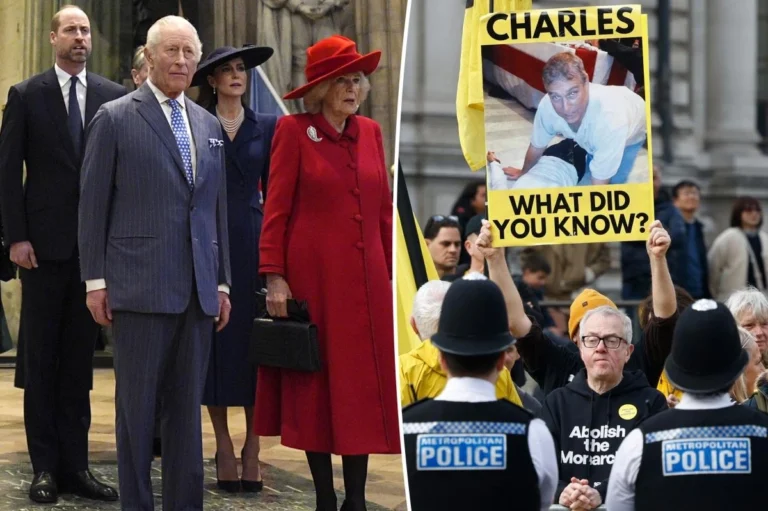 Carlo III, William e Kate nel mirino dei manifestanti per il legame con Andrea
